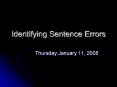 Identifying Sentence Errors PowerPoint PPT Presentation