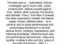 The best way to... understand, enliven, investigate, get in touch with, outwit, contend with, defend oneself against, love...others, other cultures, the elusive and intimate "I-thou," the other in oneself, the other opposed to oneself, the feared, hated, PowerPoint PPT Presentation