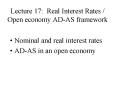 Lecture 17: Real Interest Rates / Open economy AD-AS framework PowerPoint PPT Presentation