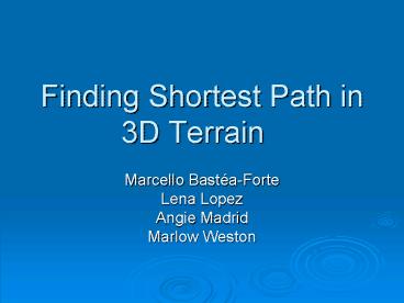 Finding Shortest Path in 3D Terrain