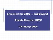 Enrolment for 2005 