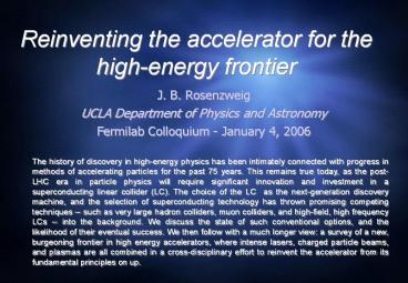 Reinventing the accelerator for the highenergy frontier