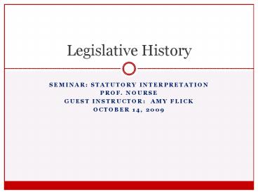 Seminar: Statutory Interpretation