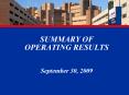 SUMMARY OF OPERATING RESULTS  September 30, 2009 PowerPoint PPT Presentation