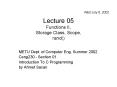 Lecture 05 Functions II, Storage Class, Scope, rand() PowerPoint PPT Presentation