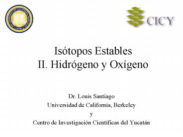 Istopos Estables II' Hidrgeno y Oxgeno