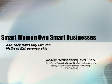 Smart Women Own Smart Businesses