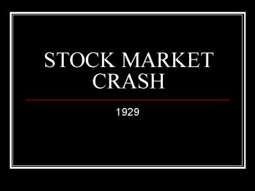 STOCK MARKET CRASH
