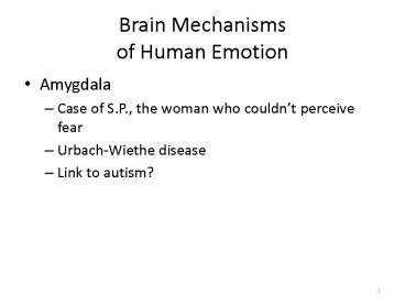Brain Mechanisms of Human Emotion