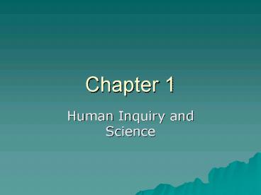 Human Inquiry and Science
