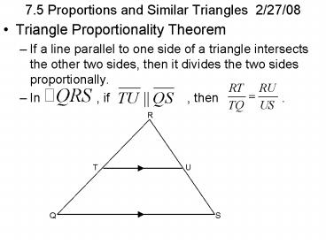 7'5 Proportions and Similar Triangles 22708