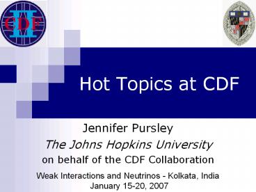 Hot Topics at CDF