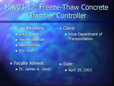 May03-12: Freeze-Thaw Concrete Chamber Controller