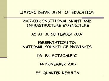 LIMPOPO DEPARTMENT OF EDUCATION