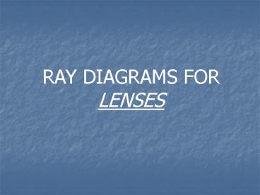RAY DIAGRAMS FOR LENSES