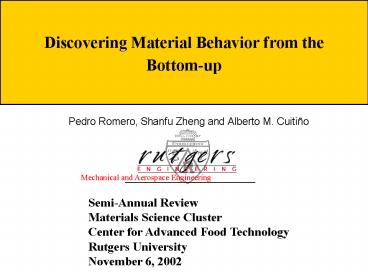 Pedro Romero, Shanfu Zheng and Alberto M' Cuitio