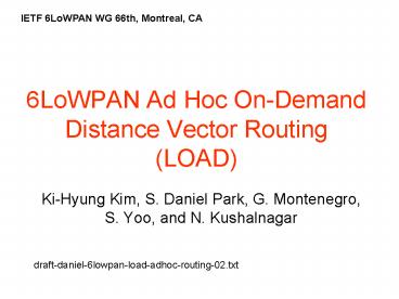 6LoWPAN Ad Hoc On-Demand Distance Vector Routing (LOAD)