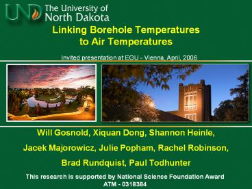 Linking Borehole Temperatures to Air Temperatures