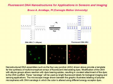 Fluorescent DNA Nanostructures for Applications in Sensors and Imaging