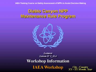 Diablo Canyon NPP Maintenance Rule Program