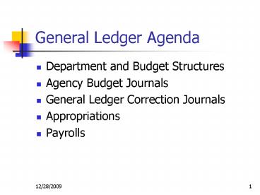 General Ledger Agenda