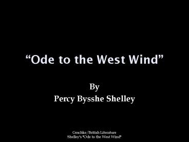Ode to the West Wind