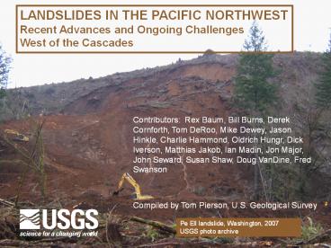 LANDSLIDES IN THE PACIFIC NORTHWEST