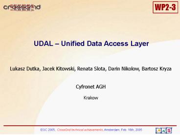 UDAL Unified Data Access Layer