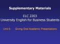 Supplementary Materials  ELC 2203 University English for Business Students PowerPoint PPT Presentation