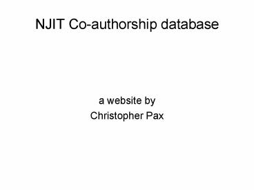NJIT Co-authorship database