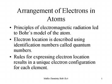 Arrangement of Electrons in Atoms