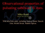 Observational properties of pulsating subdwarf B stars.