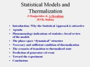 Statistical Models and Thermalization J.Manjavidze