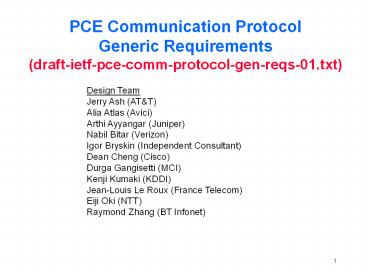 PCE Communication Protocol Generic Requirements (draft-ietf-pce-comm-protocol-gen-reqs-01.txt)