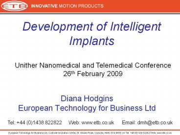 Diana Hodgins European Technology for Business Ltd