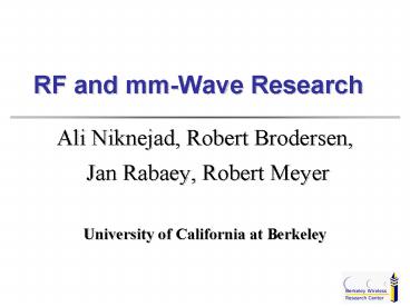 RF and mmWave Research