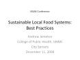 Sustainable Local Food Systems: Best Practices PowerPoint PPT Presentation