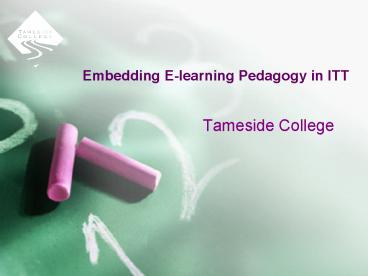 Embedding Elearning Pedagogy in ITT