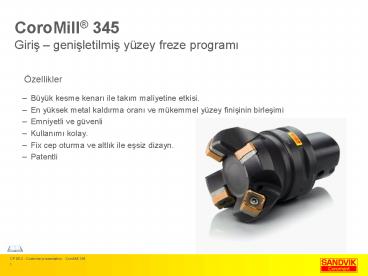 CoroMill 345 Giris genisletilmis yzey freze programi