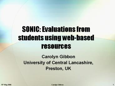 SONIC: Evaluations from students using webbased resources
