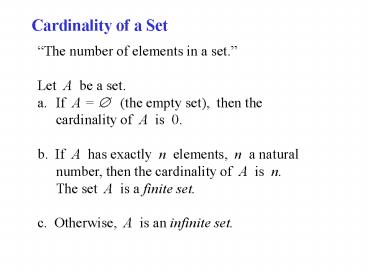Cardinality of a Set