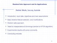 Random Sets Approach and its Applications