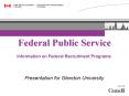 Information on Federal Recruitment Programs PowerPoint PPT Presentation