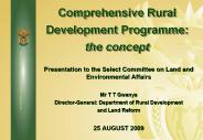 Comprehensive Rural Development Programme: the concept
