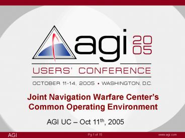 Joint Navigation Warfare Centers Common Operating Environment