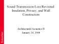 Sound Transmission Loss Revisited: Insulation, Privacy, and Wall Construction PowerPoint PPT Presentation