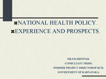 NATIONAL HEALTH POLICY'
