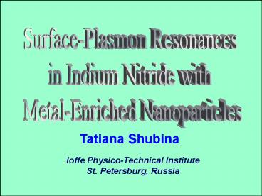 SurfacePlasmon Resonances
