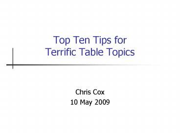 Top Ten Tips for Terrific Table Topics