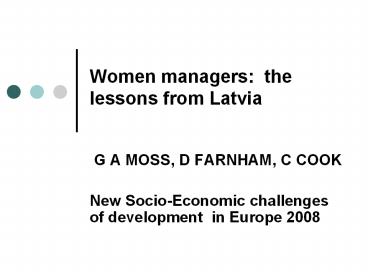 Women managers: the lessons from Latvia 